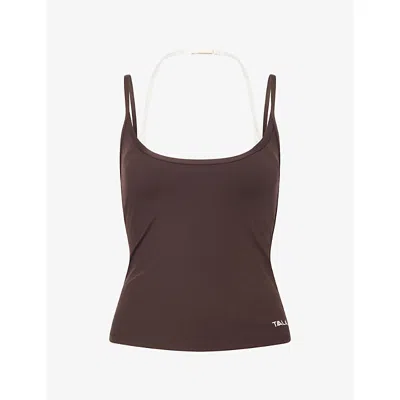 We Are Tala Omens Dayflex Minimal Strappy Stretch-woven Vest Americano / Ivory In Neutral