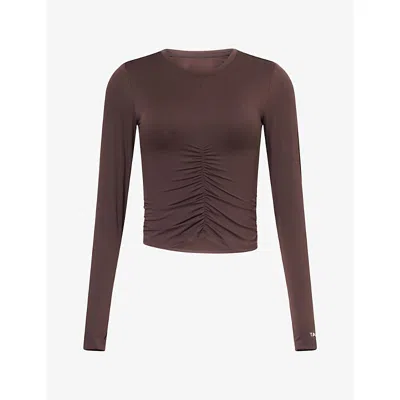 We Are Tala Omens Dayflex Ruched-front Jersey Top Americano Xs