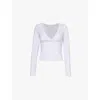We Are Tala Omens Grey Marl Dayflex Sport V-neck Long-sleeve Stretch Recycled-nylon Top