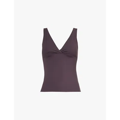 We Are Tala Omens Cool Espresso Dayflex Support V-neck Stretch Recycled-nylon Top