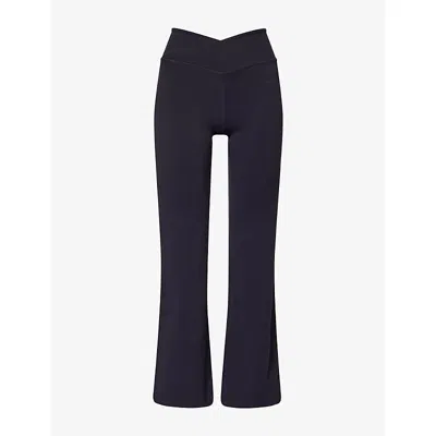 We Are Tala Omens Dayflex Wrap-waist Flared Leggings Midnight Navy