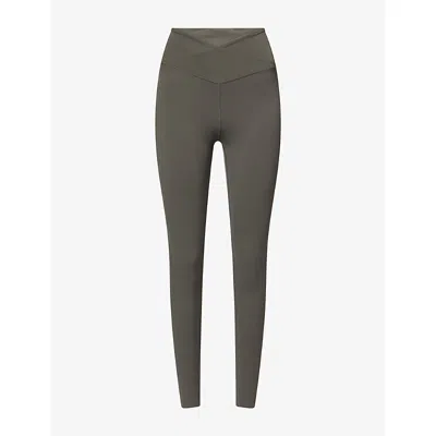 We Are Tala Omens Dayflex Wrap-waist Leggings Dark Olive Xl