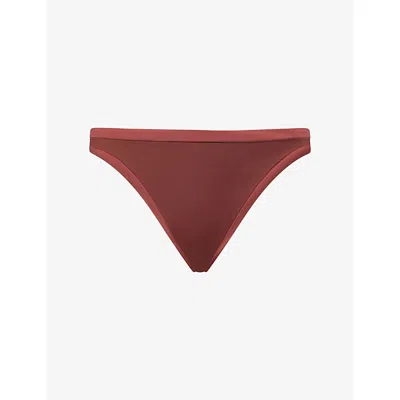 We Are Tala Omens Deep Rust Contrast Cheeky Mid-rise Bikini Bottoms Xs In Burgundy