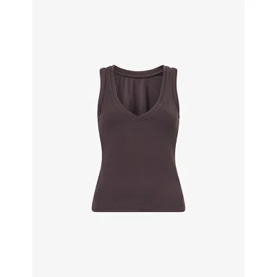 We Are Tala Omens Espresso 365 Sculpt Lounge Reversible Stretch-modal Tank Top Xs In Brown