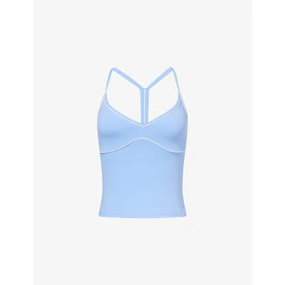 We Are Tala Omens Iris Blue Dayflex Contrast Sweetheart Stretch-woven Vest In Multi