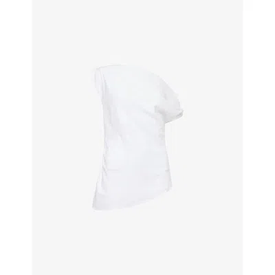 We Are Tala Omens Ivory Asymmetric Soft Linen Top In White