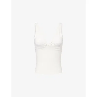 We Are Tala Omens Ivory Dayflex V-neck Stretch-woven Vest In White