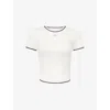 We Are Tala Omens Ltralite Contrast Stitch Active Stretch-woven T-shirt Ivory In White