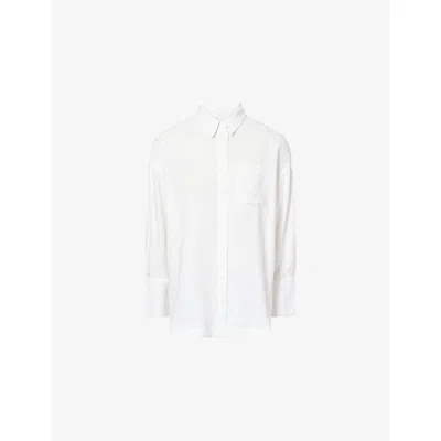 We Are Tala Omens Ivory Soft Long-sleeve Linen-blend Shirt In White