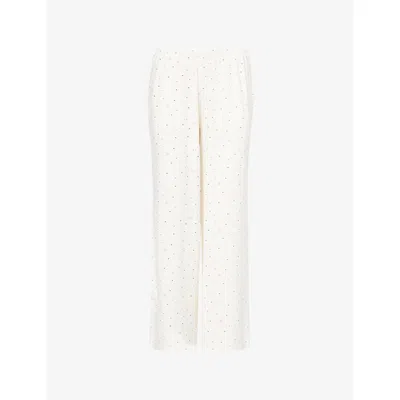 We Are Tala Omens Ivory Soft Lounge Wide Leg Pyjama Bottoms In White