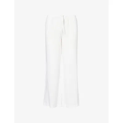 We Are Tala Omens Ivory Straight-leg Drawstring Linen-blend Trousers In White