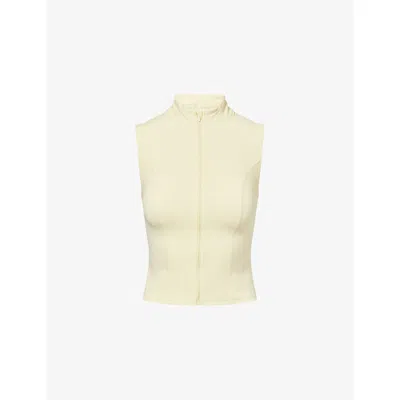 We Are Tala Omens Lemon Yellow Zip-up Sleeveless Stretch-woven Running Top Xs