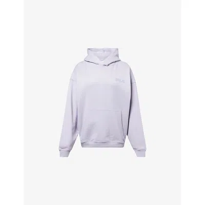 We Are Tala Omens Lilac Oversized Embossed-branding Cotton-jersey Hoody In Purple