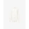 We Are Tala Omens Cream Long-sleeves Curved-hem Linen-blend Shirt Xl In White