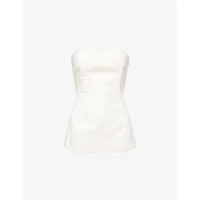We Are Tala Omens Milk Longline Strapless Cotton And Linen Top