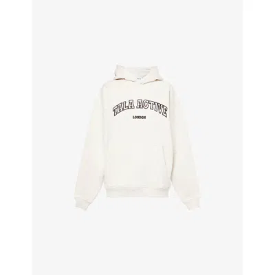 We Are Tala Omens Oat Marl Logo-appliqued Oversized Cotton-blend Hoody In Multi