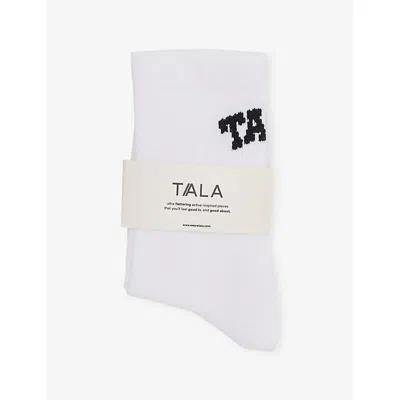 We Are Tala Omens Performance Branded Stretch-jersey Socks White / Black