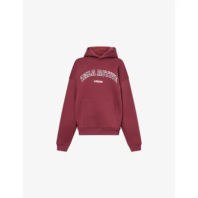 We Are Tala Omens Port Logo-appliqued Oversized Cotton-blend Hoody In Red