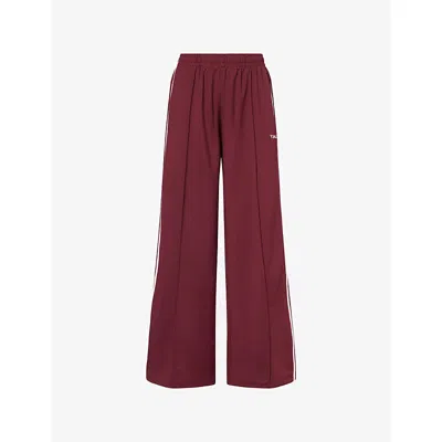 We Are Tala Omens Port Piped Straight-leg Woven Jogging Bottoms Xs In Burgundy