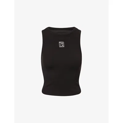 We Are Tala Omens Shadow Black 365 Ribbed Logo Racer Stretch-woven Top