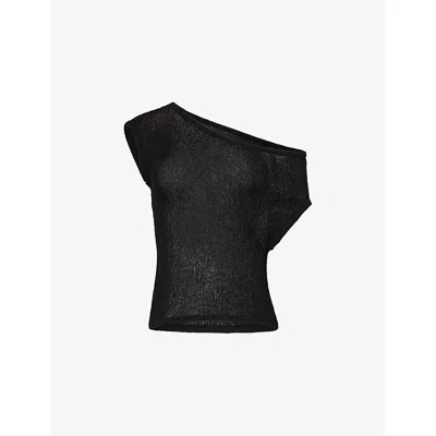We Are Tala Omens Shadow Black Beach Asymmetric Knitted Top Xs