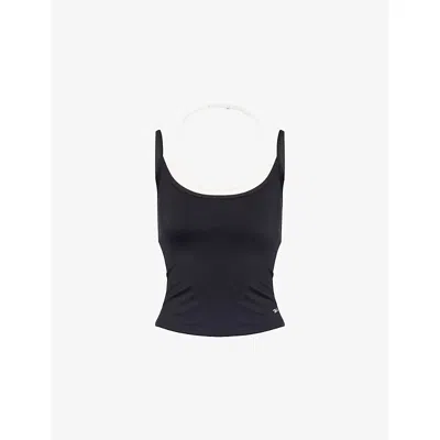 We Are Tala Omens Shadow Black Dayflex Double-layer Jersey Vest Top In Blue