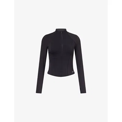 WE ARE TALA OMENS SHADOW BLACK DAYFLEX ZIP-UP STRETCH-WOVEN SPORTS JACKET XS