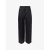 We Are Tala Omens Pleated Wide-leg Cotton And Linen Trousers Shadow Black