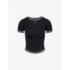 We Are Tala Omens Shadow Black Ultralite Active Contrast-stich Stretch-woven T-shirts Xs In Black