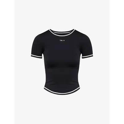 We Are Tala Omens Shadow Black Ultralite Active Contrast-stich Stretch-woven T-shirts Xs