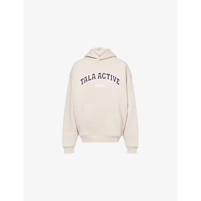 We Are Tala Omens  Relaxed-fit Embroidered-logo Hoodie In Neutral