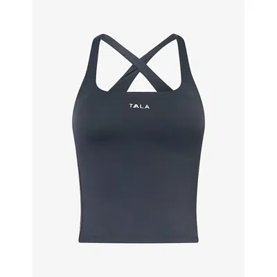 We Are Tala Omens Skinluxe Cross-back Jersey Vest Top Slate Green Xl