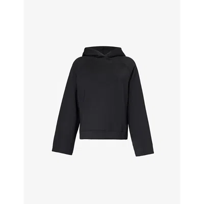 We Are Tala Omens Black Softsmart Flared-sleeve Oversized Jersey Hoody
