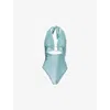 We Are Tala Omens  Halter Plunge Ring Swimsuit