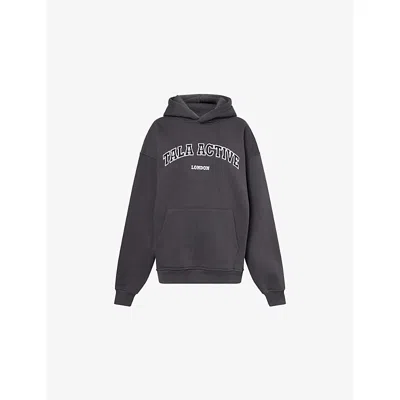 We Are Tala Omens Vintage Black Logo-appliqued Oversized Cotton-blend Hoody