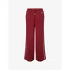 We Are Tala Omens Vintage Red Wide-leg Logo-print Stretch-woven Jogging Bottoms Xs In Red