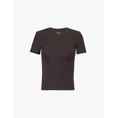 We Are Tala Omens Espresso 365 Sculpt Short-sleeve Stretch-jersey Top