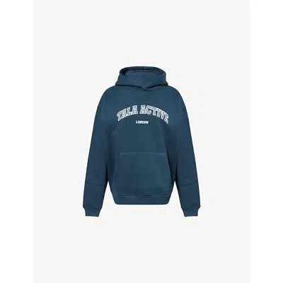 We Are Tala Omens Active Applique Cotton-blend Hoody Rich Teal In Blue