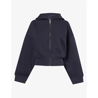 We Are Tala Omens  Cocoon Zipped Cotton-blend Hoody In Midnight Navy