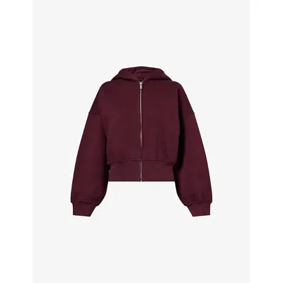 We Are Tala Omens Fig Cocoon Zip-through Cotton-blend Hoody In Purple