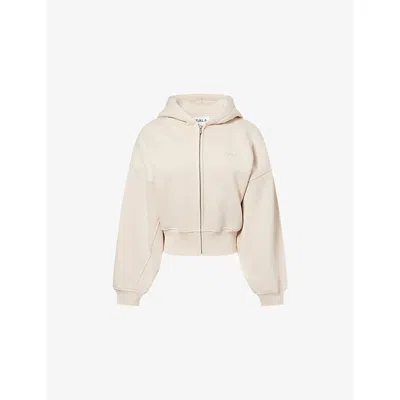 We Are Tala Omens Latte Cocoon Zip-through Cotton-blend Hoody Xl In White