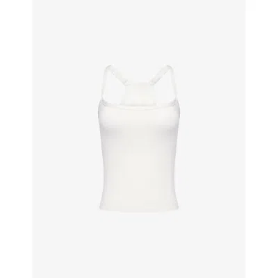 We Are Tala Omens Ivory Dayflex Built-in Support Bandeau Racer Stretch-woven Vest Top