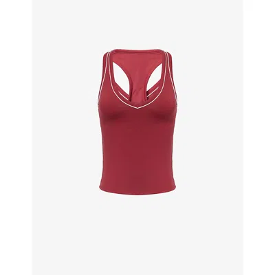 We Are Tala Omens Vintage Red Dayflex Built-in Support V-neck Racer Stretch-woven Vest Top