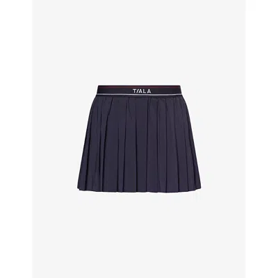 We Are Tala Omens Midnight Navy Dayflex Logo Pleated Stretch-woven Tennis Skort Xl