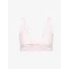 We Are Tala Omens Pale Pink Dayflex Twist Front Sport Bra In Pink