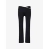 We Are Tala Omens Black/ivory Dayflex Wrap High-waisted Flared Yoga Leggings