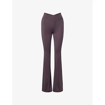 We Are Tala Omens Cool Espresso Dayflex Wrap Stretch-jersey Yoga Trousers In Brown