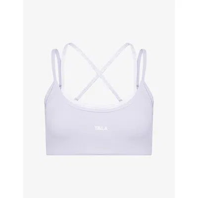 We Are Tala Omens  Double-layer Embroidered-logo Sports Bra In Purple