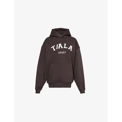 We Are Tala Omens Kangaroo-pocket Fleece-branding Cotton-blend Hoody Espresso