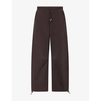 We Are Tala Omens  Multiway Barrel-leg Cotton-jersey Jogging Bottoms In Brown